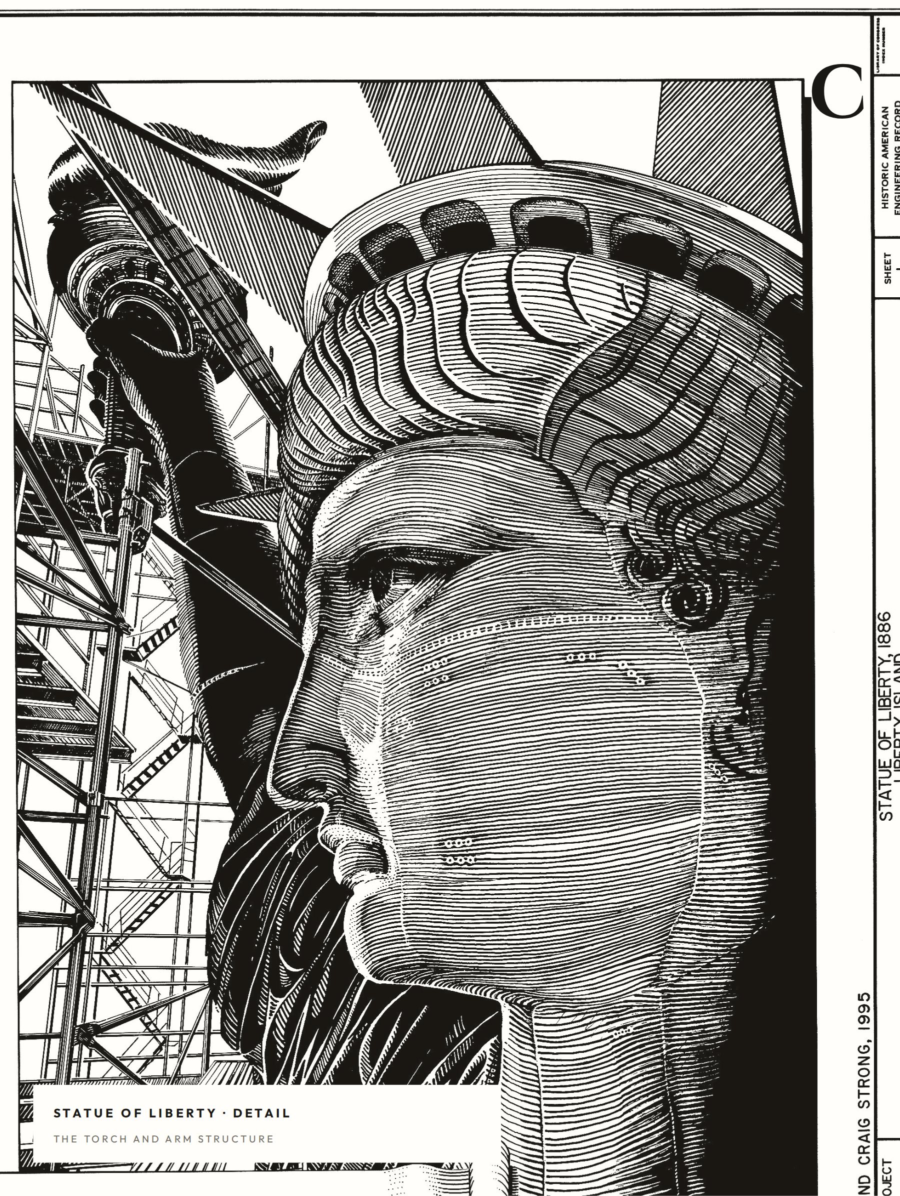 Statue of Liberty face detail, HABS measured drawing